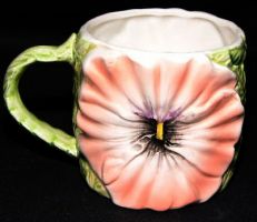 Fitz & Floyd OCI Handpainted FLORAL Hibiscus Coffee Mug
